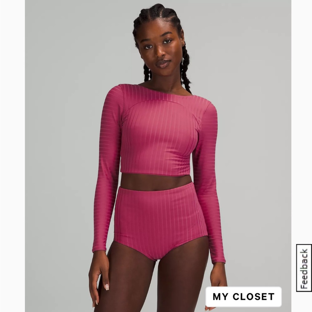 Lululemon Ribbed Pink Swim Set, Size Large-XL NWT